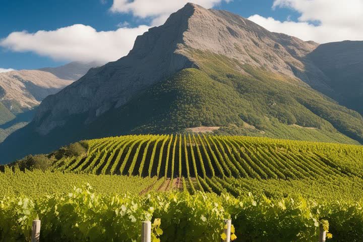 Viñedo al pie de una montaña
